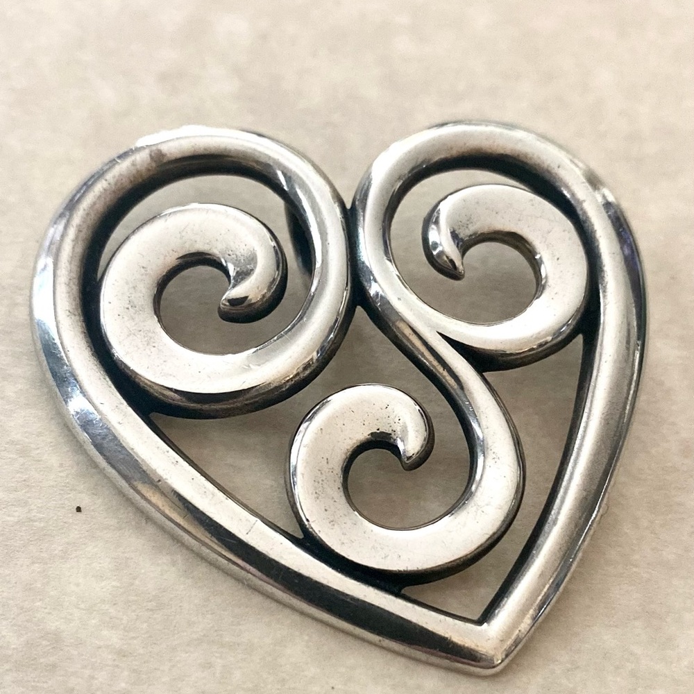James Avery Retired, VERY RARE, large scroll heart sterling silver pendant.